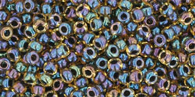 Round Seed Bead by Toho - #0245 Jonquil / Jet Inside Color Lined Rainbow