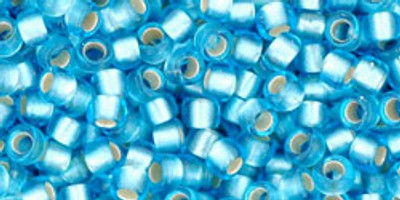 Round Seed Bead by Toho - #0023-F Aquamarine Transparent Silver-Lined Matte