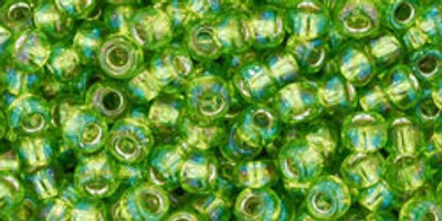 Round Seed Bead by Toho - #2024 Lime Green Transparent Silver-Lined Rainbow *Discontinued*