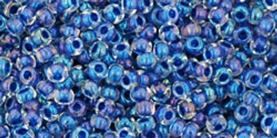 Round Seed Bead by Toho - #0193 Clear / Dark Capri Inside Color Lined Luster