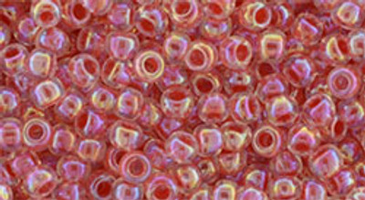 Round Seed Bead by Toho - #1845 Clear / Rose Inside Color Lined Rainbow