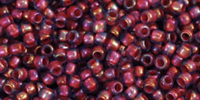 Round Seed Bead by Toho - #1824  Alexandrite / Orange Opaque Rainbow Inside Color Lined