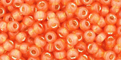 Round Seed Bead by Toho - #2112 Milky Grapefruit Transparent Silver-Lined *Discontinued*