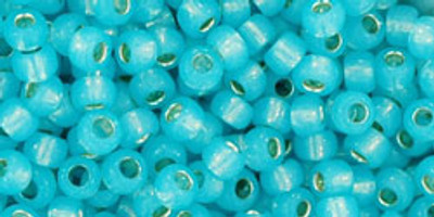 Round Seed Bead by Toho - #2117 Milky Aqua Transparent Silver-Lined