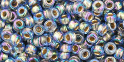 Round Seed Bead by Toho - #997 Light Sapphire Transparent Gold Lined Rainbow