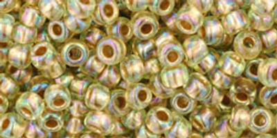 Round Seed Bead by Toho - #998 Light Jonquil Transparent Gold Lined Rainbow