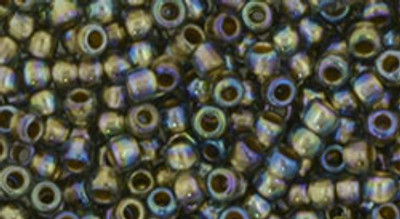 Round Seed Bead by Toho - #999 Black Diamond Transparent Gold Lined Rainbow