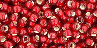 Round Seed Bead by Toho - #25-CF Ruby Transparent Silver-Lined Matte