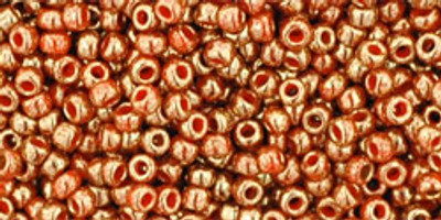 Round Seed Bead by Toho - #1707 Gilded Marble Orange