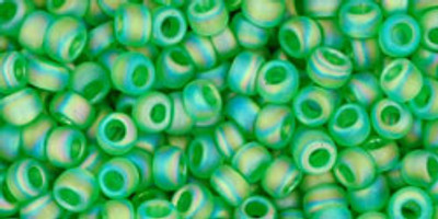 Round Seed Bead by Toho - #0167-F Peridot Transparent Rainbow Matte