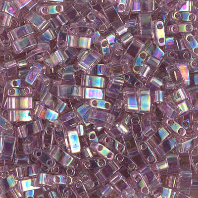 Half Tila Beads - #0256 Smoky Amethyst Transparent Rainbow