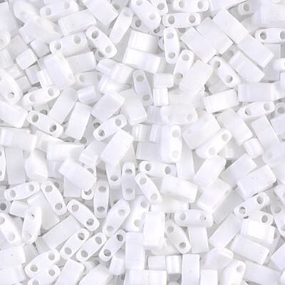 Half Tila Beads - #0402 White Opaque