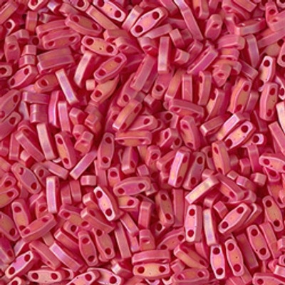 Quarter Tila Beads - #0408FR Red Opaque Rainbow Matte