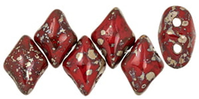 MiniGem 5x3mm - Red Opaque - Silver Picasso