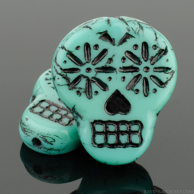 Sugar Skull - Turquoise Opaque with Black Wash