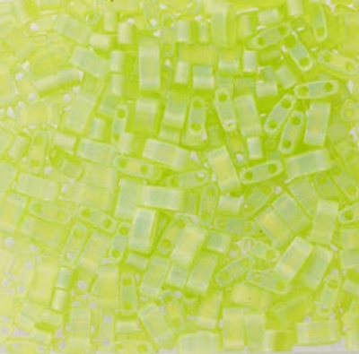 Half Tila Beads - #0143FR Chartreuse Transparent Rainbow Matte