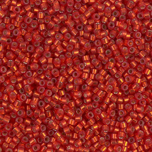 Delica Seed Bead - #0683 Dyed Red Orange Transparent Silver-Lined Semi-Matte
