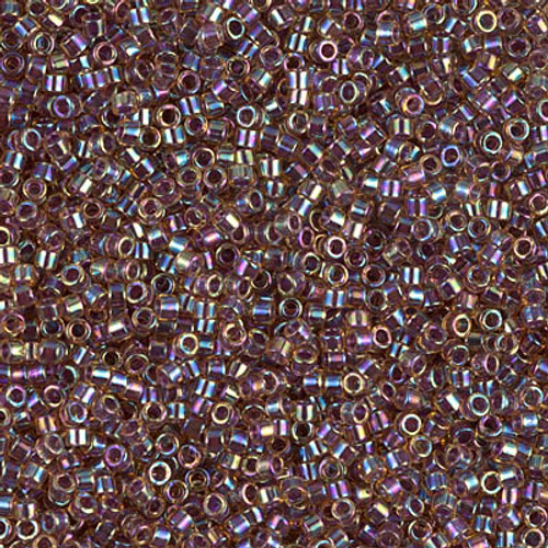 Delica Seed Bead - #0091 Cranberry / Light Topaz Inside Color Lined Rainbow
