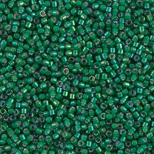 Delica Seed Bead - #1788 White / Emerald Inside Color Lined Rainbow