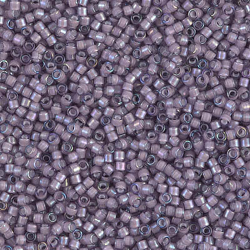 Delica Seed Bead - #1789 White / Amethyst Inside Color Lined Rainbow