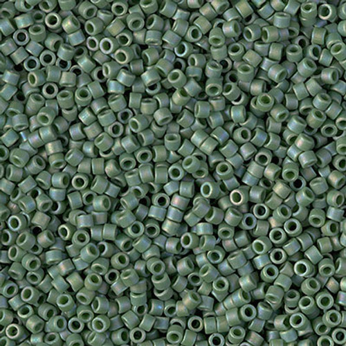 Delica Seed Bead - #2312 Basil Green Glazed Opaque Rainbow Matte