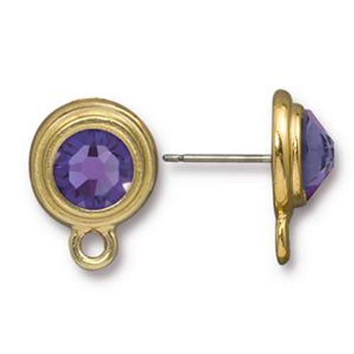 Tierracast Posts: SS34 Stepped Bezel Bright Gold Crystalized - Tanzanite | 1 Pair