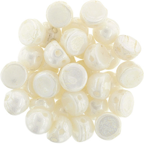 CzechMates 2-Hole Cabochon - #L0300 White Opaque Luster