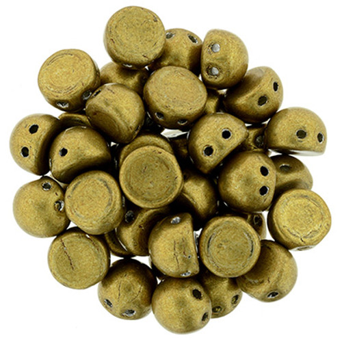 CzechMates 2-Hole Cabochon - #77052 ColorTrends: Saturated Metallic Spicy Mustard