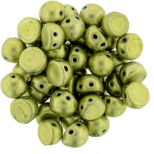 CzechMates 2-Hole Cabochon - #77058 ColorTrends: Saturated Metallic Primrose Yellow