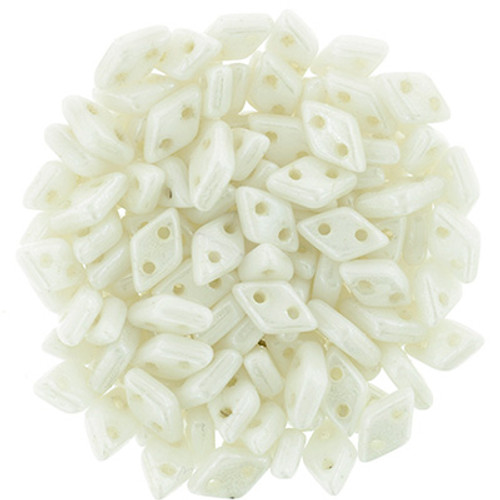 CzechMates 2-Hole Diamond - #L0300 White Opaque Luster