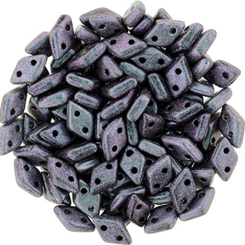 CzechMates 2-Hole Diamond - #94102 Polychrome Orchid Aqua