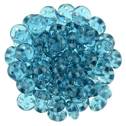 CzechMates 4-Hole QuadraLentil - #6015 Teal Transparent