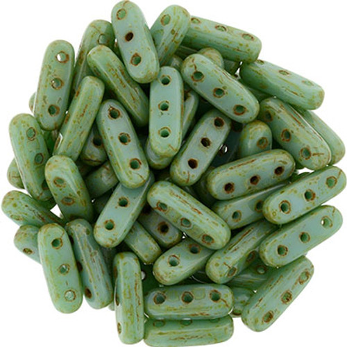 CzechMates 3-Hole Beam - #T6313 Turquoise Opaque Picasso