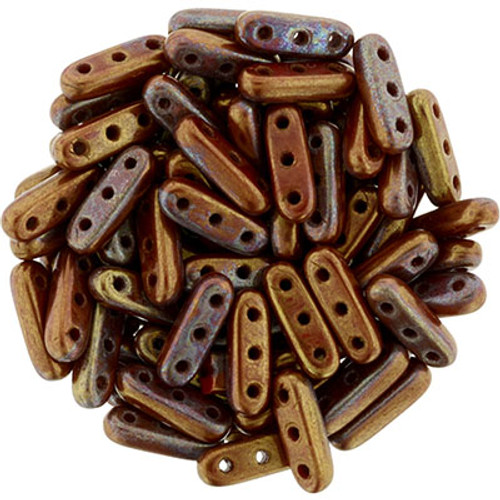 CzechMates 3-Hole Beam - #R14415 Bronze Red Opaque Rainbow Luster
