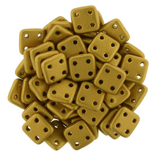 CzechMates 4-Hole QuadraTile - #K0174 Antique Gold Metallic Matte
