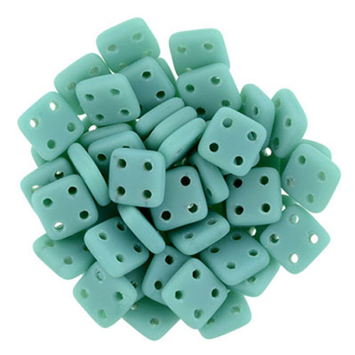 CzechMates 4-Hole QuadraTile - #M6313 Turquoise Matte CzechMates 4-Hole QuadraTile - #M6313 Turquoise Matte