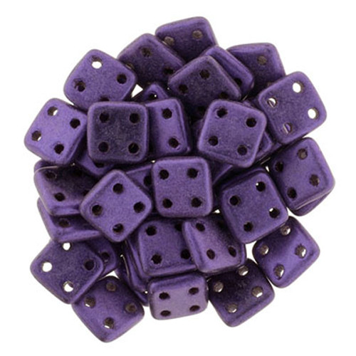 CzechMates 4-Hole QuadraTile - #79021 Metallic Suede Purple