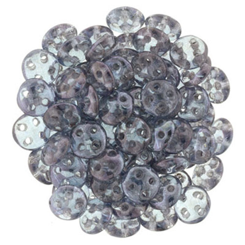 CzechMates 4-Hole QuadraLentil - #15726 Amethyst Transparent Luster