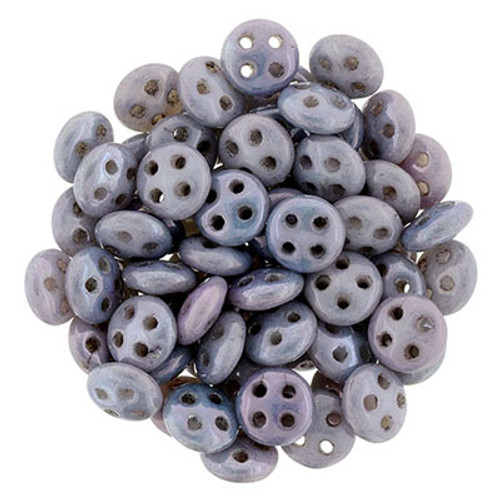 CzechMates 4-Hole QuadraLentil - #P15726 Amethyst Opaque Luster