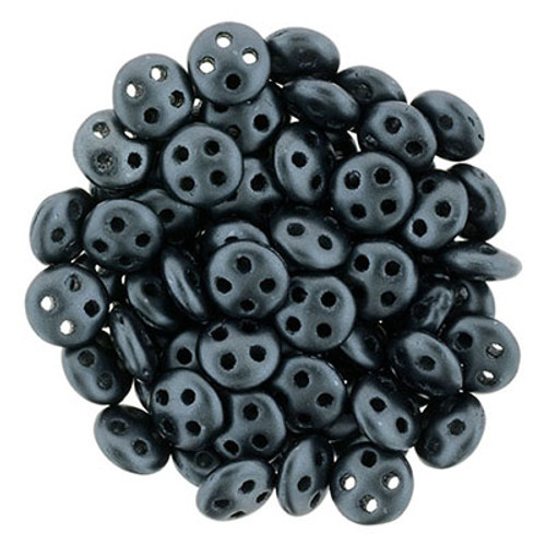 CzechMates 4-Hole QuadraLentil - #25037 Pearl Coat Charcoal