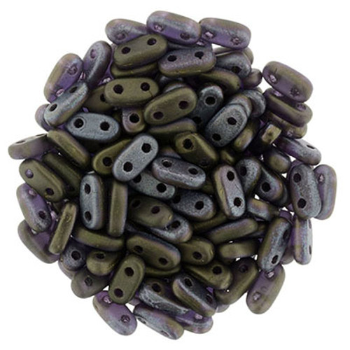 CzechMates 2-Hole Bar - #M15769 Oxidized Bronze Tanzanite Matte