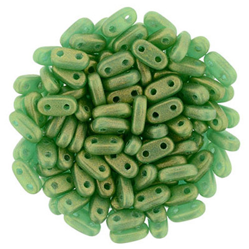 CzechMates 2-Hole Bar - #MSG52060 Sueded Gold Atlantis Green