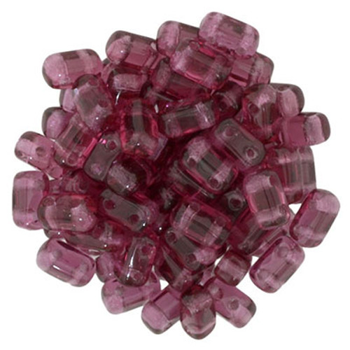 CzechMates 2-Hole Brick - #7035 Fuchsia Transparent