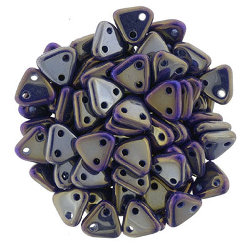 CzechMates 2-Hole Triangle - #LR33070 Navy Blue Luster Rainbow