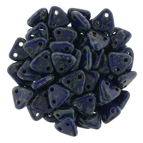 CzechMates 2-Hole Triangle - #T33070 Navy Blue Picasso