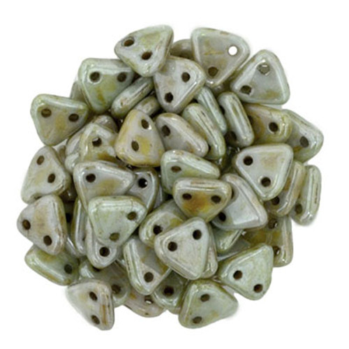 CzechMates 2-Hole Triangle - #P65431 Green Opaque Luster