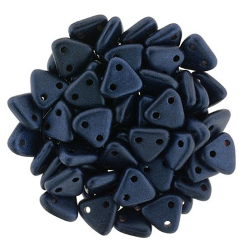 CzechMates 2-Hole Triangle - #79032 Metallic Suede Dark Blue
