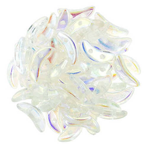CzechMates 2-Hole Crescent - #X0003 Clear Rainbow