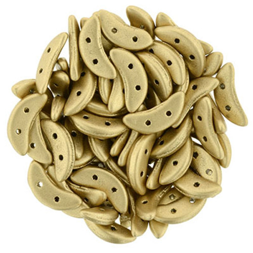 CzechMates 2-Hole Crescent - #K0171 Aztec Gold Metallic Matte
