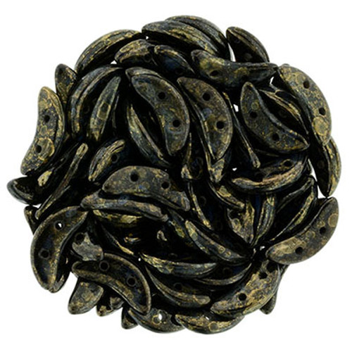 CzechMates 2-Hole Crescent - #BT2398 Jet Bronze Picasso